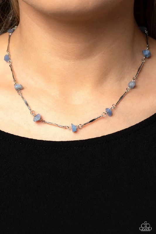 handcrafted gemstone ring women Paparazzi Necklace ~ Chiseled Construction - Blue
