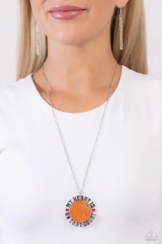 vintage-style garnet ring Paparazzi Necklace ~ Courting Courtside - Orange