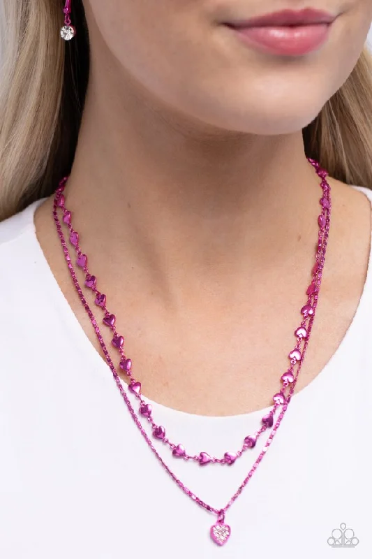 rose gold cartilage barbell Paparazzi Necklace ~ Cupid Combo - Pink