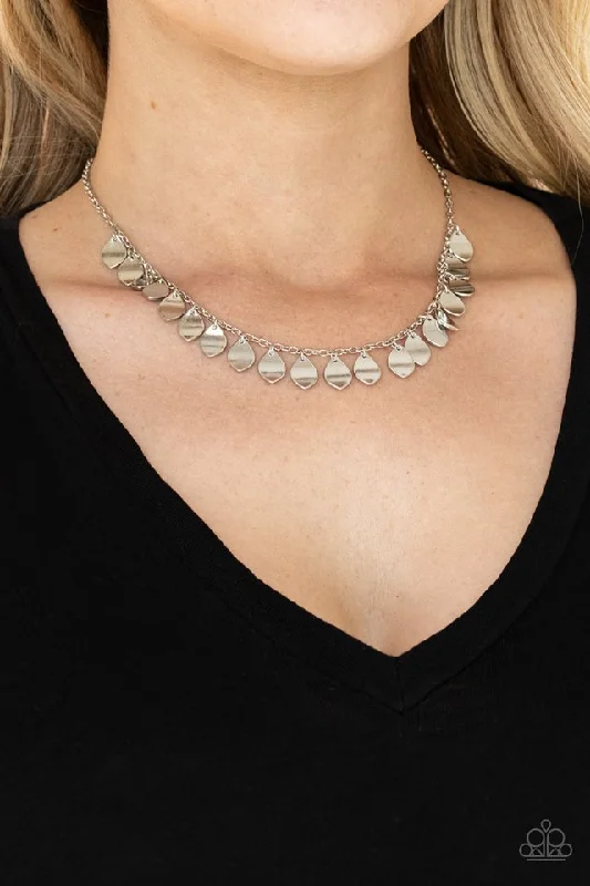 sterling silver herringbone chain Paparazzi Necklace ~ Dainty DISCovery - Silver