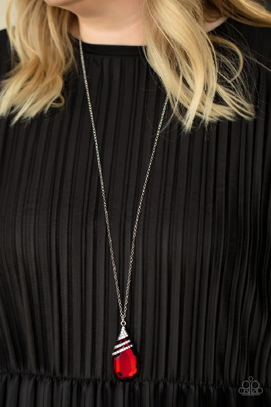 layered gold coin pendant necklace Paparazzi Necklace ~ Demandingly Diva - Red
