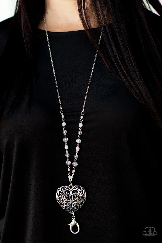 solid gold disc charm bracelet Paparazzi Necklace ~ Doting Devotion - White