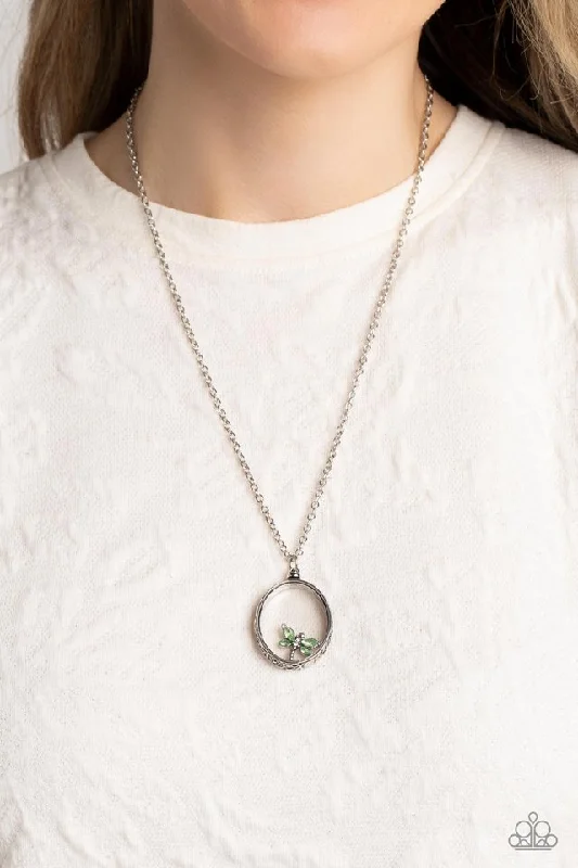 colorful gemstone engagement ring Paparazzi Necklace ~ Dynamic Dragonfly - Green