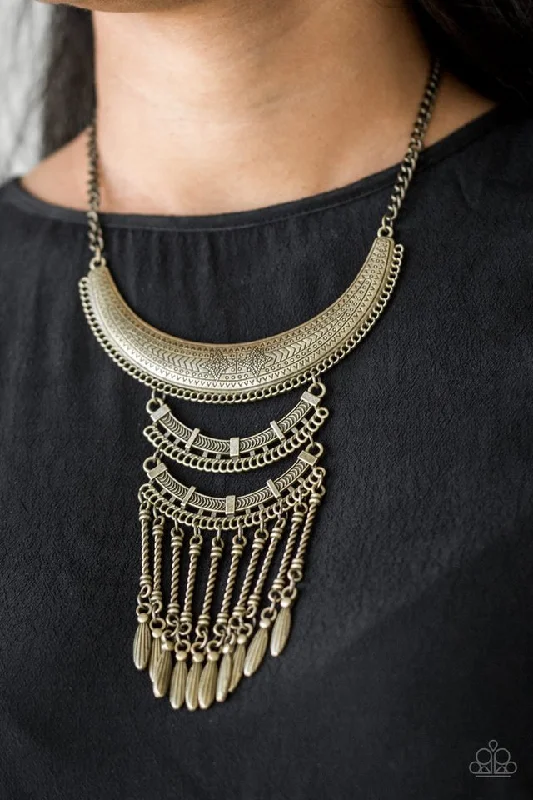 gold-plated chain necklace with charms Paparazzi Necklace ~ Eastern Empress - Brass