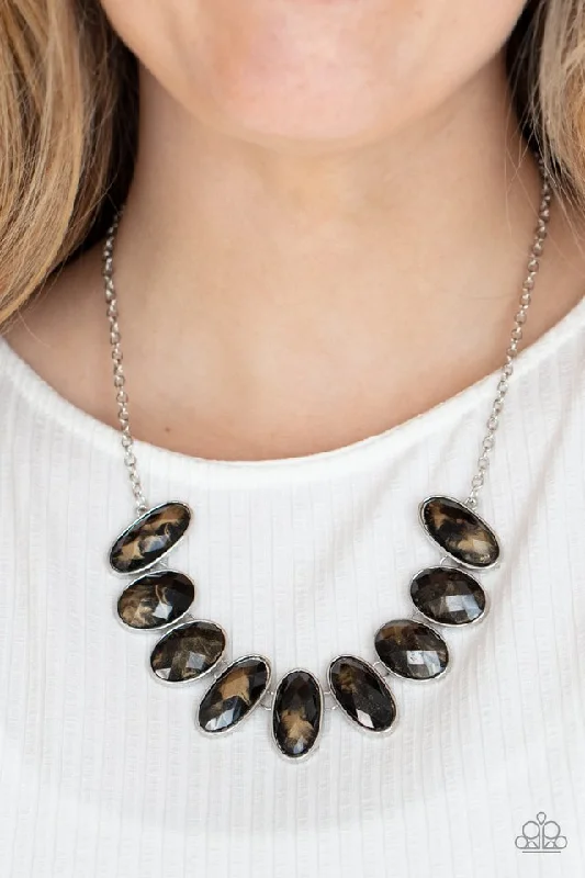 gold and turquoise statement ring Paparazzi Necklace ~ Elliptical Episode - Black