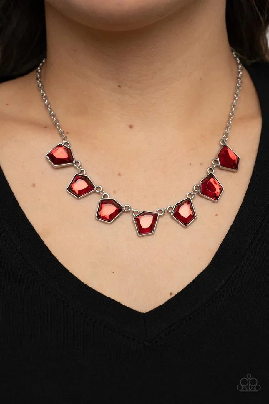 celestial galaxy planet necklace Paparazzi Necklace ~ Experimental Edge - Red