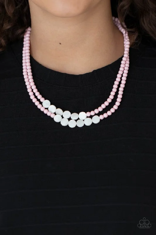 elegant aquamarine drop earrings Paparazzi Necklace ~ Extended STAYCATION - Pink