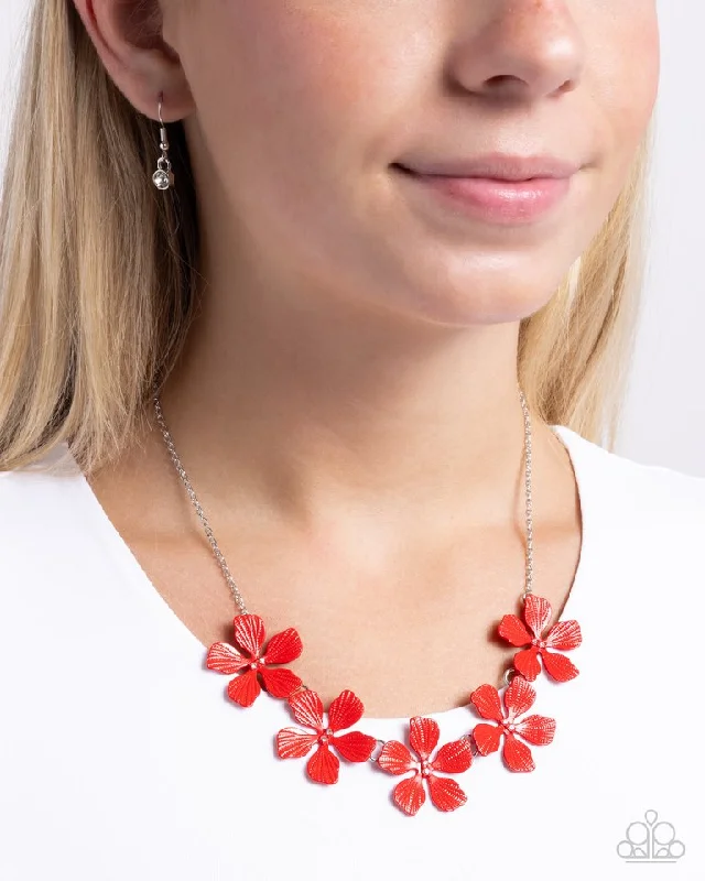 personalized bar necklace silver Paparazzi Necklace ~ Featured Finesse - Red