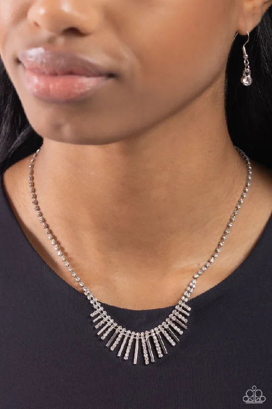 classic cubic zirconia pendant Paparazzi Necklace ~ FLARE to be Different - White