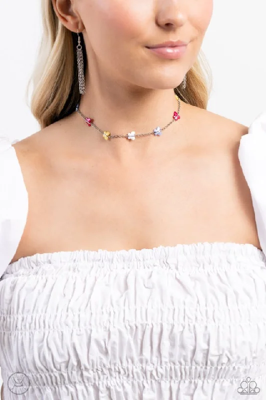 modern baguette diamond ring Paparazzi Necklace ~ FLYING in Wait - Multi