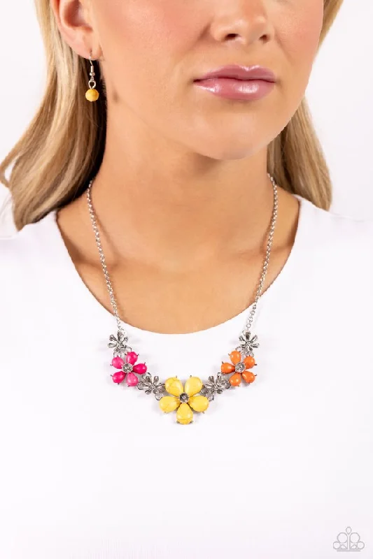 unique tribal silver ring Paparazzi Necklace ~ Growing Garland - Yellow