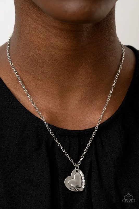 rose gold cartilage barbell Paparazzi Necklace ~ Happily Heartwarming - White