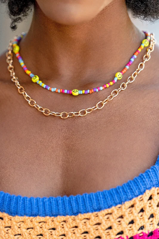 vintage-inspired moonstone necklace Paparazzi Necklace ~ Happy Looks Good on You - Multi