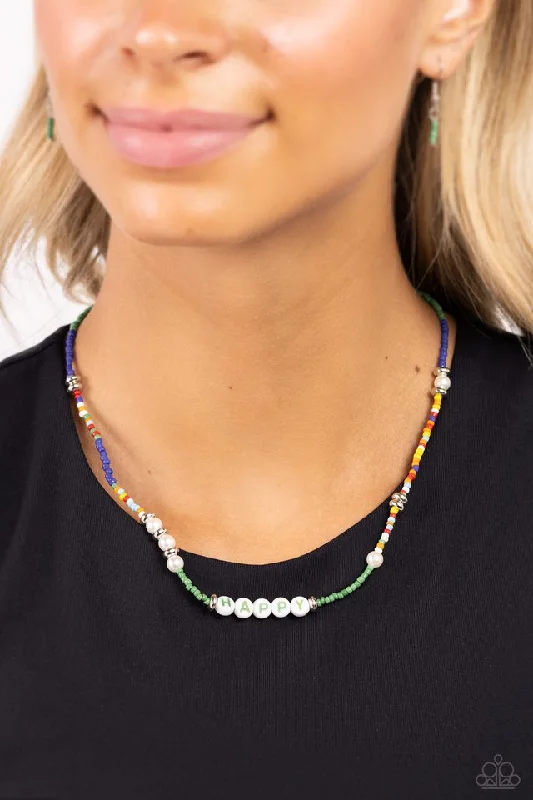 modern infinity signet ring Paparazzi Necklace ~ Happy to See You - Green