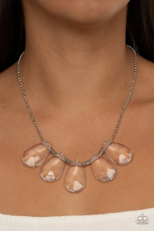natural crystal pendant necklace Paparazzi Necklace ~ HEIR It Out - White