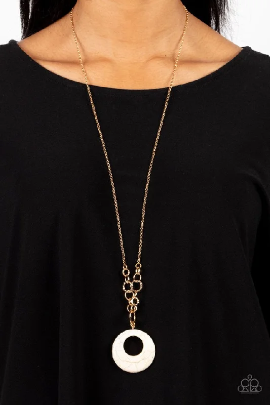 diamond halo stud earrings Paparazzi Necklace ~ Hidden Dune - White
