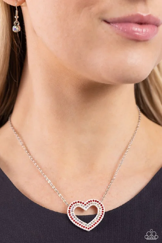 tiny gold huggie hoops Paparazzi Necklace ~ Hyper Heartland - Multi