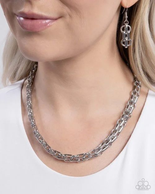 customized infinity bracelet Paparazzi Necklace ~ Immaculate Industry - Silver