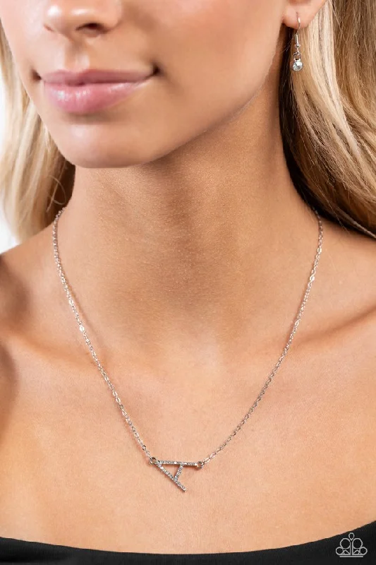 hammered silver wedding band Paparazzi Necklace ~ INITIALLY Yours - A - Multi