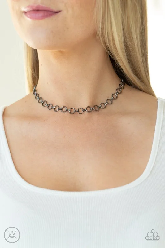 rose gold ring with diamonds Paparazzi Necklace ~ Insta Connection - Black