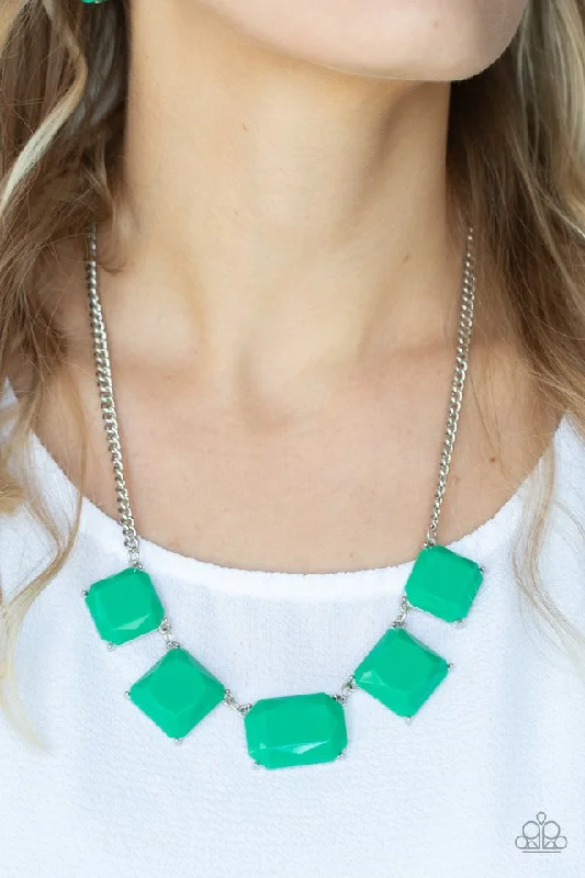 silver dragon claw ring Paparazzi Necklace ~ Instant Mood Booster - Green