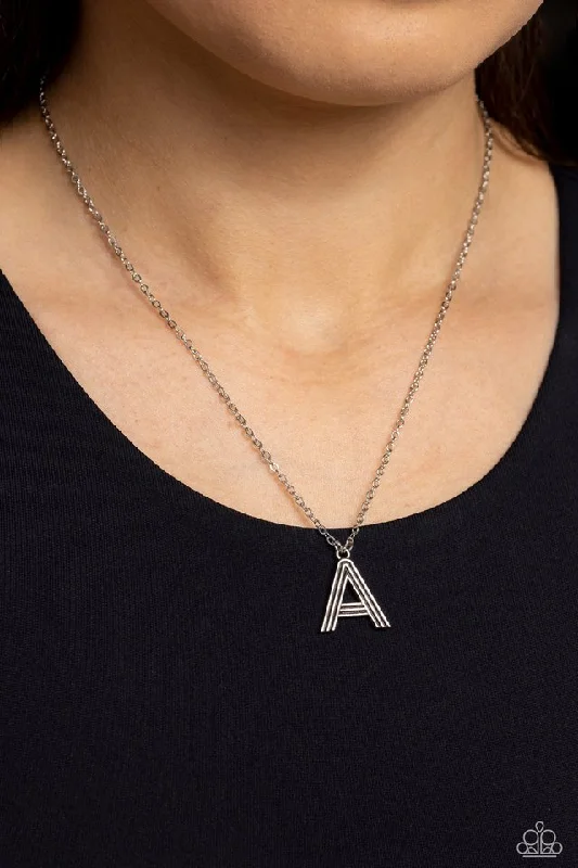handmade braided leather necklace Paparazzi Necklace ~ Leave Your Initials - Silver - A handmade braided leather necklace Paparazzi Necklace ~ Leave Your Initials - Silver - A