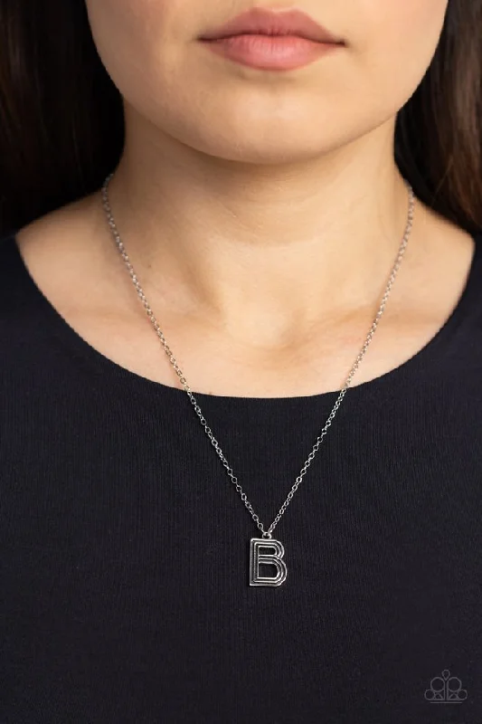 sparkling diamond drop earrings Paparazzi Necklace ~ Leave Your Initials - Silver - B