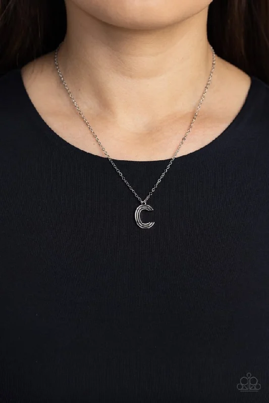natural crystal pendant necklace Paparazzi Necklace ~ Leave Your Initials - Silver - C natural crystal pendant necklace Paparazzi Necklace ~ Leave Your Initials - Silver - C