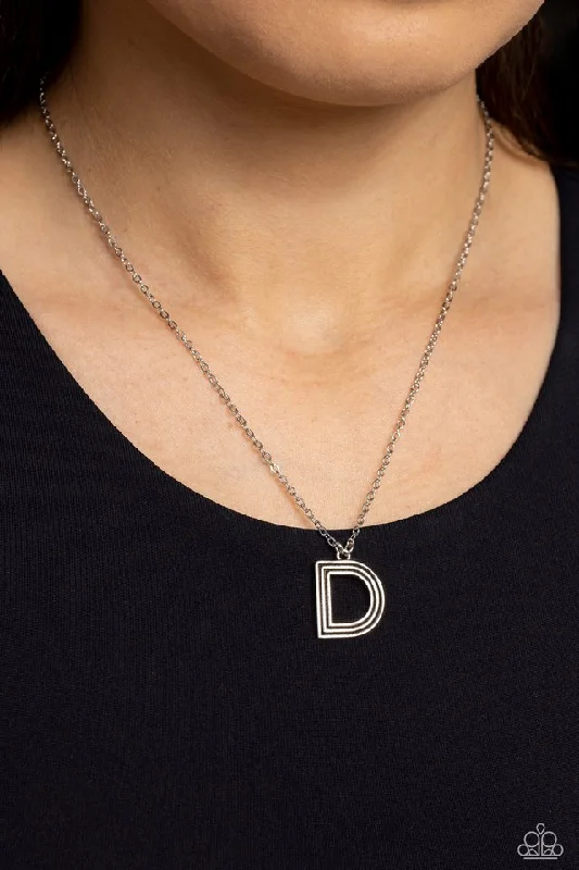 sapphire princess cut ring Paparazzi Necklace ~ Leave Your Initials - Silver - D