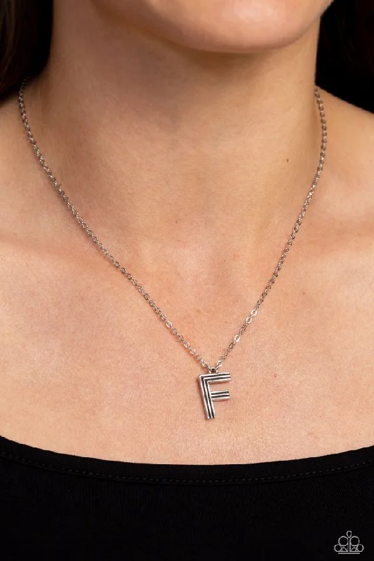 men’s sterling silver cufflinks Paparazzi Necklace ~ Leave Your Initials - Silver - F men’s sterling silver cufflinks Paparazzi Necklace ~ Leave Your Initials - Silver - F