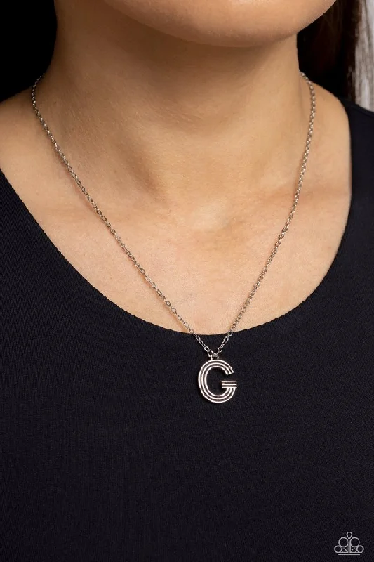 simple gold stacking rings Paparazzi Necklace ~ Leave Your Initials - Silver - G