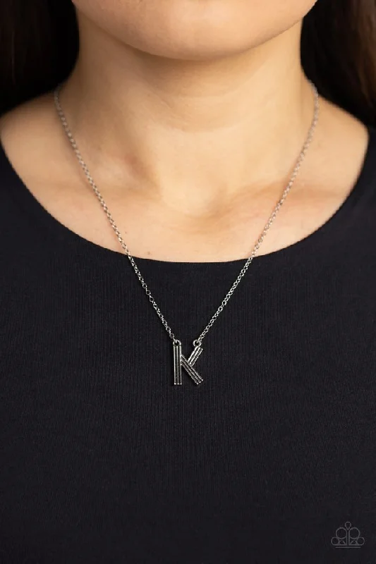 vintage diamond drop necklace Paparazzi Necklace ~ Leave Your Initials - Silver - K