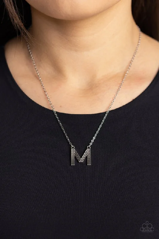 handmade leather ring Paparazzi Necklace ~ Leave Your Initials - Silver - M