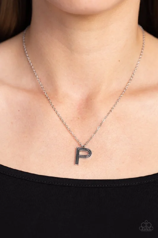 luxury diamond anniversary band Paparazzi Necklace ~ Leave Your Initials - Silver - P