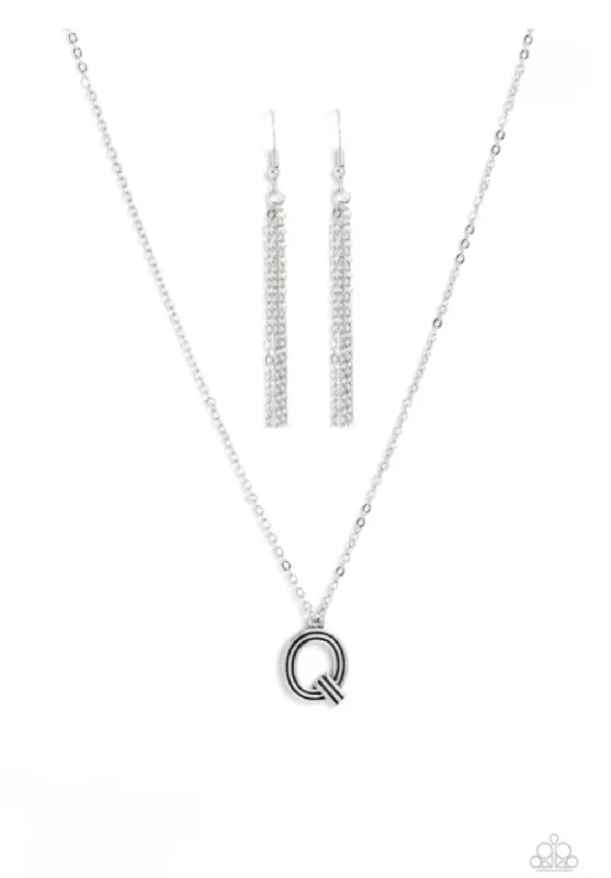 minimalist chain anklet gold Paparazzi Necklace ~ Leave Your Initials - Silver - Q