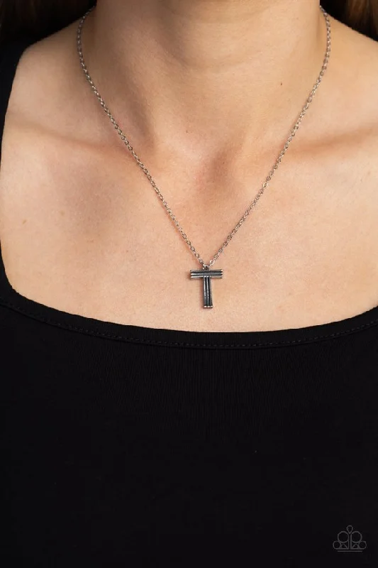 delicate angel wings necklace Paparazzi Necklace ~ Leave Your Initials - Silver - T