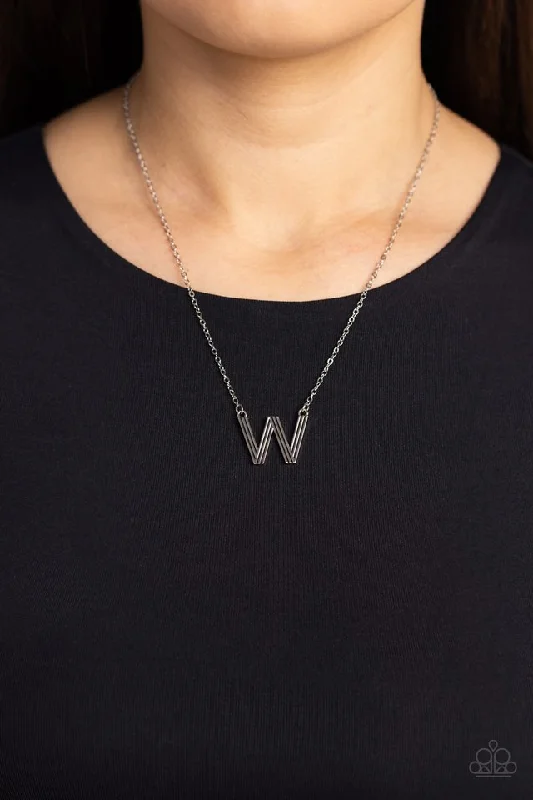 simple gold hoop earrings Paparazzi Necklace ~ Leave Your Initials - Silver - W