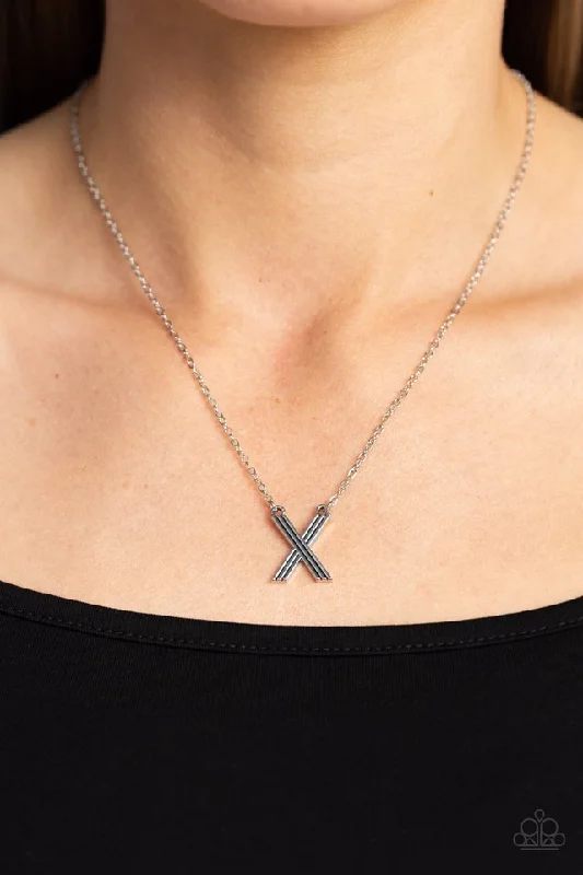 sterling silver dragonfly pendant Paparazzi Necklace ~ Leave Your Initials - Silver - X