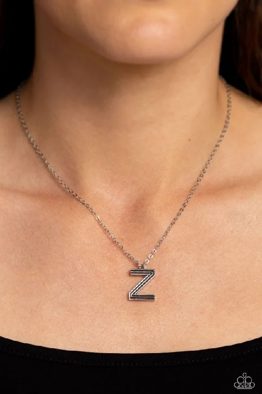vintage citrine ring Paparazzi Necklace ~ Leave Your Initials - Silver - Z