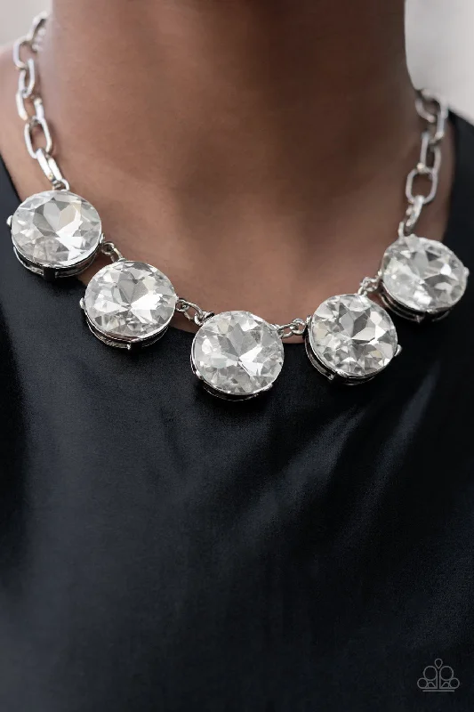 black spinel ring men Paparazzi Necklace - Limelight Luxury - White