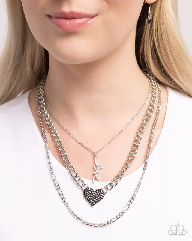 braided wedding ring men Paparazzi Necklace ~ Luxurious Love - Black