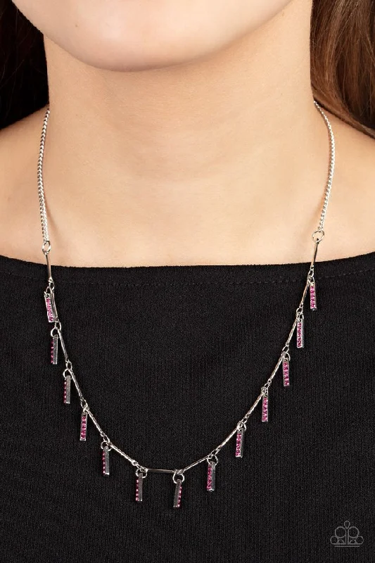 unique crystal bar necklace Paparazzi Necklace ~ Metro Muse - Pink