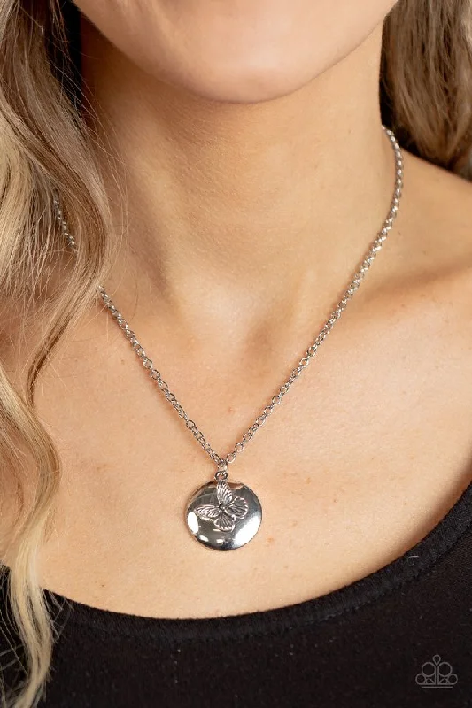 solid gold cartilage hoop Paparazzi Necklace ~ Monarch Meadow - Silver