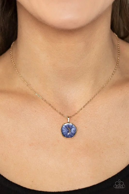 celestial sunburst necklace gold Paparazzi Necklace ~ Moon Magic - Blue