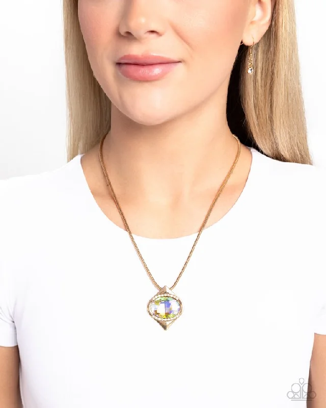 infinity loop ring rose gold Paparazzi Necklace ~ Motivated Maverick - Gold