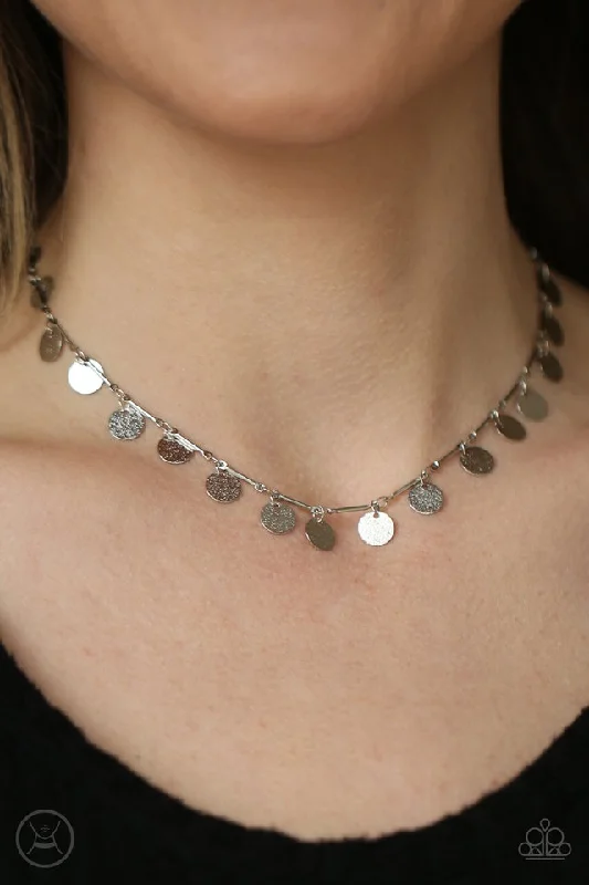 vintage-inspired gold locket Paparazzi Necklace ~ Musically Minimalist - Silver