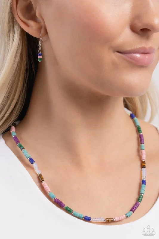 simple gold bar stud earrings Paparazzi Necklace ~ Oasis Outline - Multi