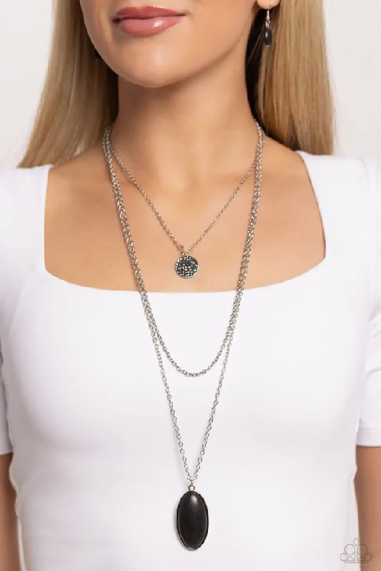 sterling silver braided ring Paparazzi Necklace ~ Perennial Phenomena - Black