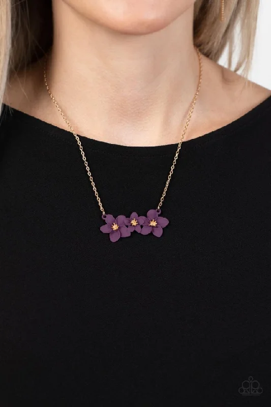 vintage-style floral brooch Paparazzi Necklace ~ Petunia Picnic - Purple