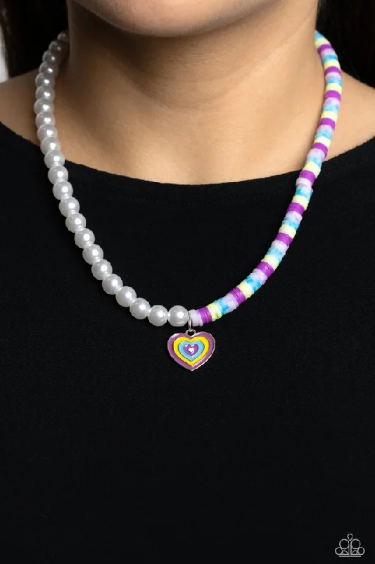 rose gold cubic zirconia earrings Paparazzi Necklace ~ Precise Psychedelic - Purple